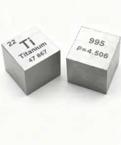 Two pure titanium cube element collection samples.