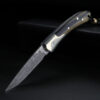 A Damascus folding bird and trout knife.