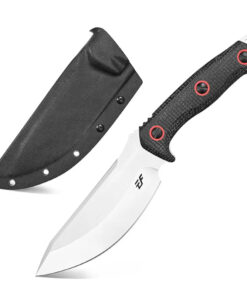 A fixed blade bush knife, displayed next to its sheath.