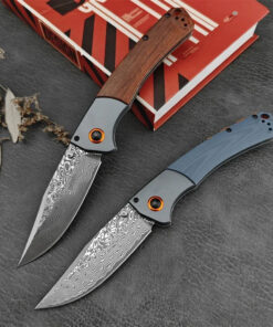 A Damasuc steel folding knife.