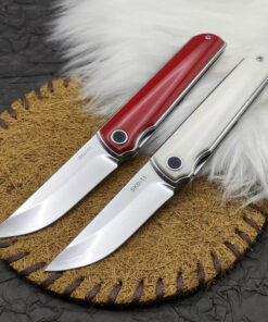 Two folding Tanto knife models.