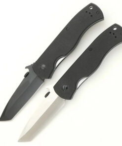 Two folding tactical pocket knife models displayed.