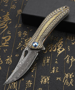 A Damascus steel liner lock knife.