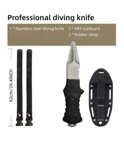 A small diver knife with leg strap and sheath.