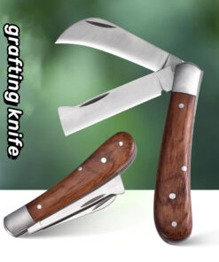 A folding pruning knife with twin blades.