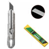 A retractable utility carpenters knife with a spare snap off blade pack.