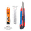 A retractabe utility knife with spare snap off blade pack.