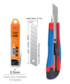 A retractabe utility knife with spare snap off blade pack.