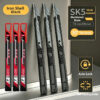 Retractable box cutter knives with replaceable blades.