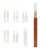 A small model knife, displayed with ten, tiny blades.