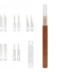 A small model knife, displayed with ten, tiny blades.