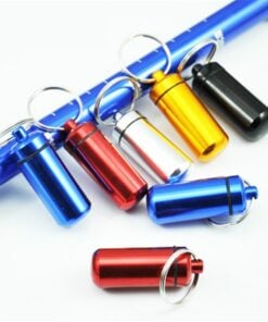 Waterproof Aluminum Canister Keychain Pill Container [KW=-Keychain Pill Container-]