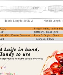 Professional Damascus Steel Kitchen Bread Knife [KW=-Bread Knife-] 8